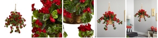Nearly Natural Geranium UV-Resistant Indoor/Outdoor Hanging Basket